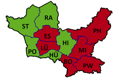 Kreiskarte Kreiskarte mit Kommunenumriss
