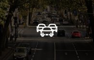 GeoPortal Verkehr Bild einer berahrenen Straße. Mit Icon und Link, welche im GeoPortal das Thema "Verkehr" öffnet.