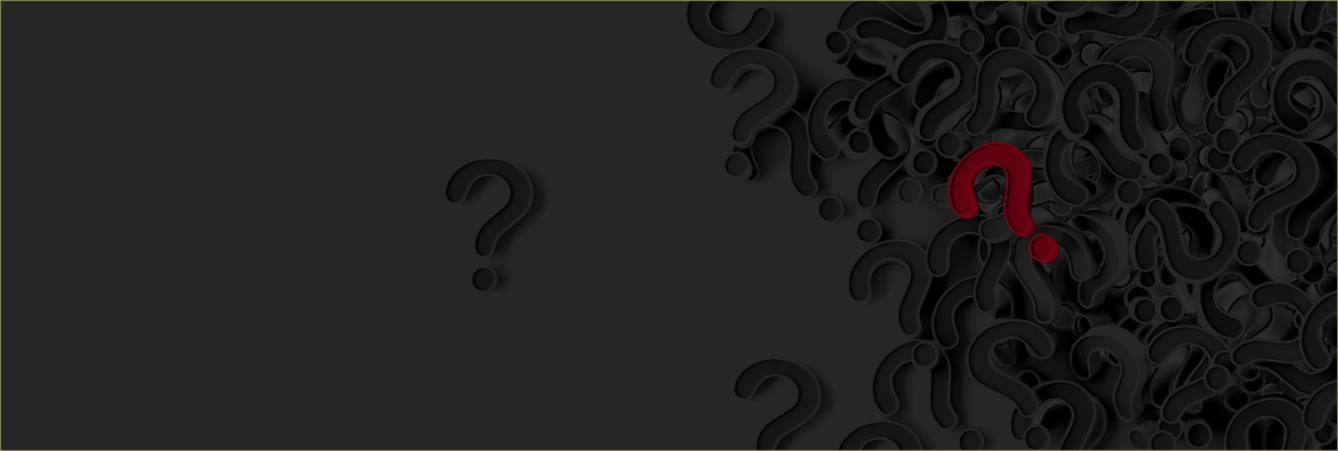 Hintergrundbild einen Sliders. Zu sehen sind lauter Fragezeichen, die sich überlagern und in der rechten Ecke Ballen. Dieses Bild steht symbolisch für "FAQ" - Fagen und Antworten.