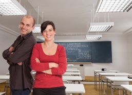 Cheerful teaching staff