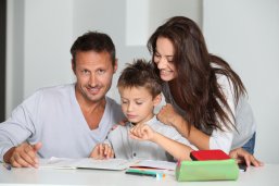Family doing homework