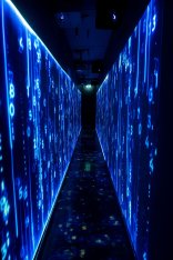illuminierte Wände aus Datencodes