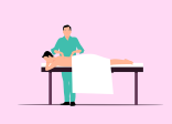 53_1_Heilpraktiker_Physiotherapie_Icon Comic: Ein Mann massiert einen anderen