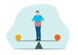 53_1_Heilpraktiker_Psychotherapie_Icon Comic: Ein Mann auf einem Balanceboard