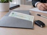 Bankbriefauskunft Tisch mit einem Fahrzeugbrief