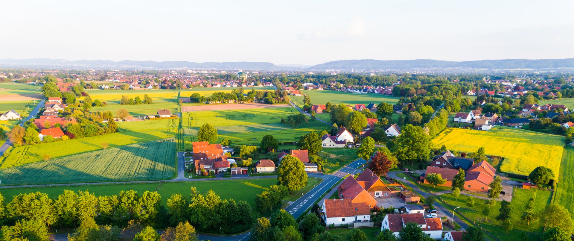 Drohnenaufnahme einer Landschaft in Minden-Lübbecke