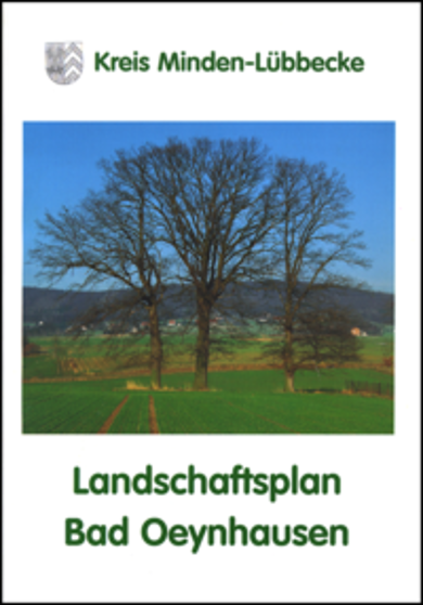 Deckblatt Landschaftsplan Bad Oeynhausen Weißes Deckblatt mit der Aufschrift Landschaftsplan Bad Oeynhausen, in der Mitte Bild von einem großen Baum