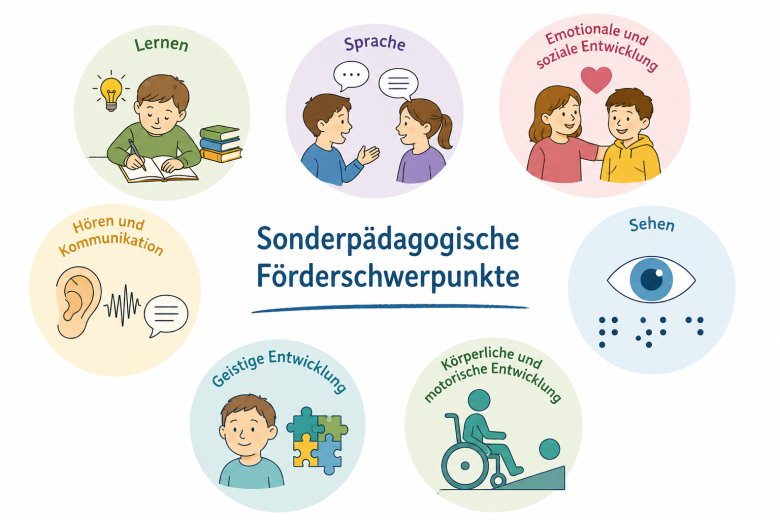 Sonderpädagogische Förderschwerpunkte Sieben Illustrationen zu den sieben sonderpädagogischen Förderschwerpunkten