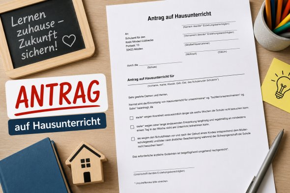 Antrags auf Hausunterricht liegt auf dem Schreibtisch