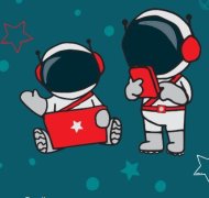Diginautis zwei Astronauten mit Raumfahrtanzügen