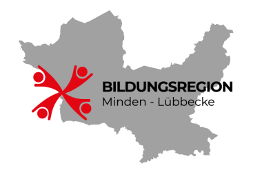 Das Logo der Bildungsregion Minden-Lübbecke mit Kreisumriss