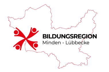 Das Logo der Bildungsregion Minden-Lübbecke mit Kreisumriss